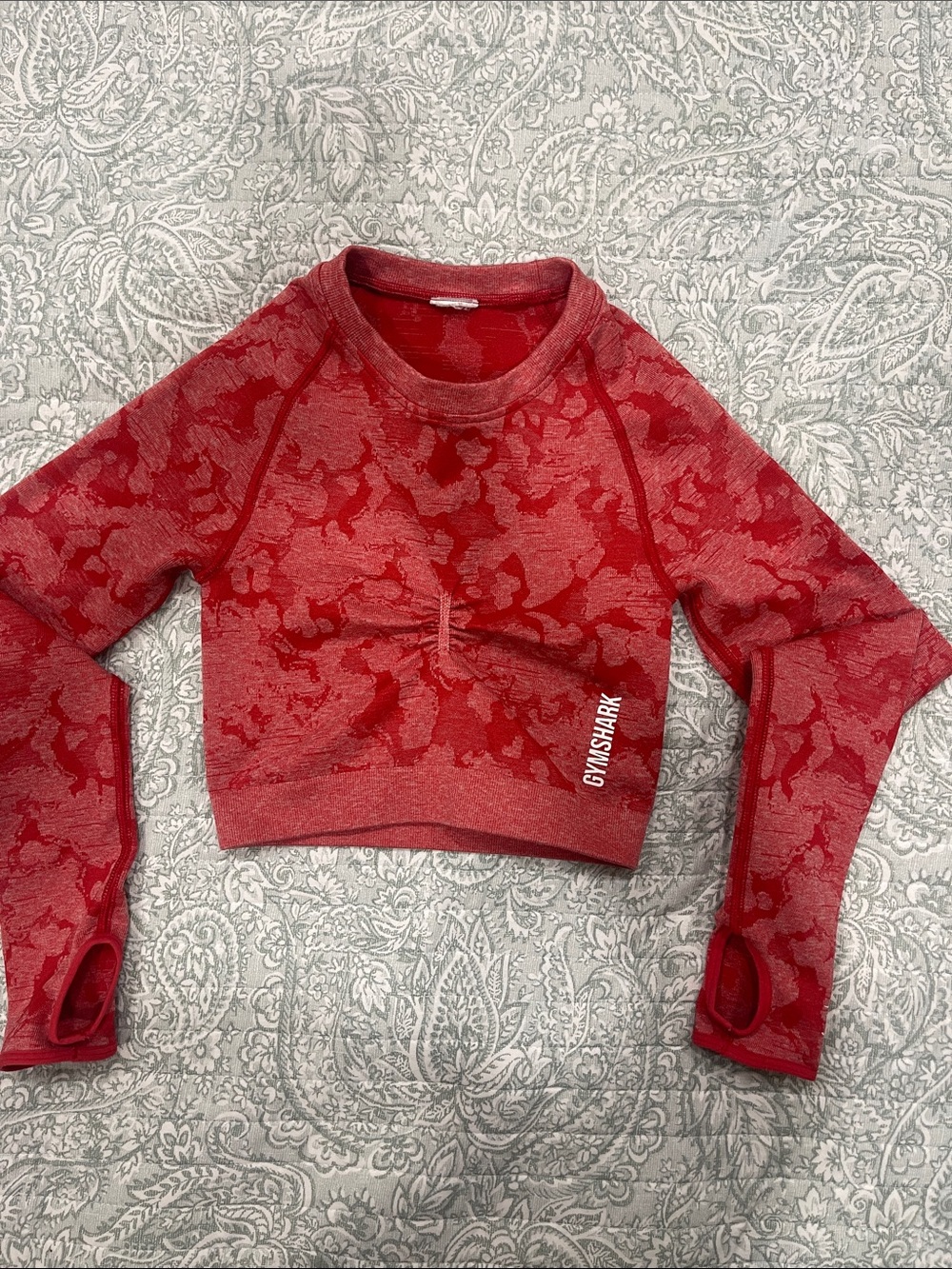 Gymshark Red Camo Seamless Crop Long Sleeve